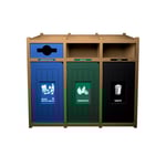 Vision Triple Recycling Station | Mixed-Full-Full | Cedar-Blue-Green-Black