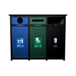 Aura Triple Recycling Station | Circle-Slot-Full | Black-Grey-Blue-Green