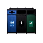 Vision Triple Recycling Station | Mixed-Full-Full | Black-Blue-Black-Green