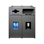 Vision Double Recycling Station | Mixed Recyclables-Waste | Mixed-Full | Grey