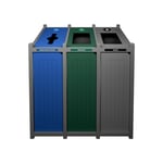 Venture Triple Recycling Station | Mixed-Full-Full | Grey-Blue-Green-Grey