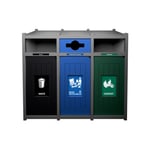 Vision Triple Recycling Station | Full-Mixed-Full | Grey-Black-Blue-Green