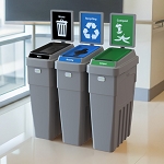 Lean Stream Triple Recycling Station with Sign | 69 Gallon