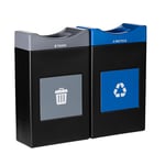 Avante Double Station: 60 Gal Waste and Recycling Bins with Shallow Lids