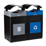 Avante Double Station: 110 Gal Waste and Recycling Bins with Canopy Lids
