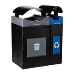 Avante Double Station: 85 Gal Waste and Recycling Bins with Canopy Lids