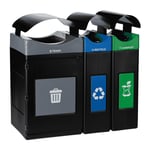 Avante Triple Station: 115 Gal Waste, Recycling & Compost Bins with Canopy Lids
