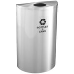 Glaro Half Round Waste and Recycling Container in Satin Aluminum 14 Gal - Configurable