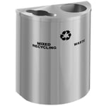 XL Glaro Dual-Purpose Half-Round Satin Aluminum Recycling Barrel - Configurable