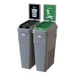 Lean Stream Double Recycling Station with Sign | 46 Gallon