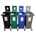 Mobile Manusorter XL Quad with Signs & Dolly | 32 Gal - Configurable