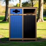 Aura Double Recycling Station | Mixed-Full | Cedar-Blue-Black