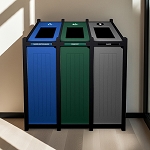 Venture Triple Recycling Station | Full Openings | Black-Blue-Green-Grey