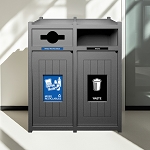 Vision Double Recycling Station | Mixed Recyclables-Waste | Mixed-Full | Grey