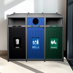 Vision Triple Recycling Station | Full-Circle-Full | Grey-Black-Blue-Green