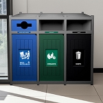 Vision Triple Recycling Station | Mixed-Full-Full | Grey-Blue-Green-Black