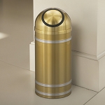 Capri 8 Gal Waste Receptacle with Self-Closing Dome-Top - Satin Brass
