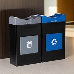 Avante Double Station: 60 Gal Waste and Recycling Bins with Shallow Lids
