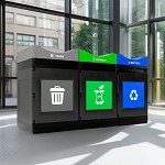 Avante Triple Station: 165 Gal Waste, Recycling & Compost Bins with Standard Lids