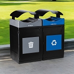 Avante Double Station: 110 Gal Waste and Recycling Bins with Canopy Lids