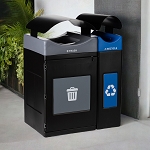 Avante Double Station: 85 Gal Waste and Recycling Bins with Canopy Lids