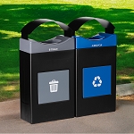 Avante Double Station: 60 Gal Waste and Recycling Bins with Shallow Canopy Lids