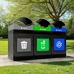 Avante Triple Station: 165 Gal Waste, Recycling & Compost Bins