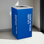 Kaleidoscope Square Recycling Bin | Glass/Metal/Plastic | Blue | NYC Compliant