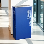 Kaleidoscope XL Rectangular Recycling Bin | Glass/Metal/Plastic | Blue | NYC Compliant