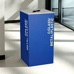 Kaleidoscope XL Square Recycling Bin | Glass/Metal/Plastic | Blue | NYC Compliant