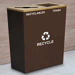 Metro Double-Stream Recycling Container in Hammered Copper
