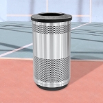Stadium 35-Gal Waste Barrel in Perforated Stainless Steel