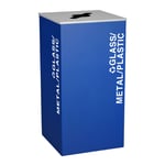 Kaleidoscope XL Square Recycling Bin | Glass/Metal/Plastic | Blue | NYC Compliant