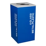 Kaleidoscope Square Recycling Bin | Glass/Metal/Plastic | Blue | NYC Compliant